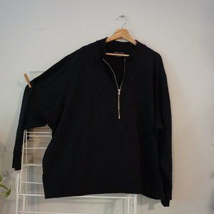 Universal Standard Zoe Half Zip Funnel Neck Pullover in Black